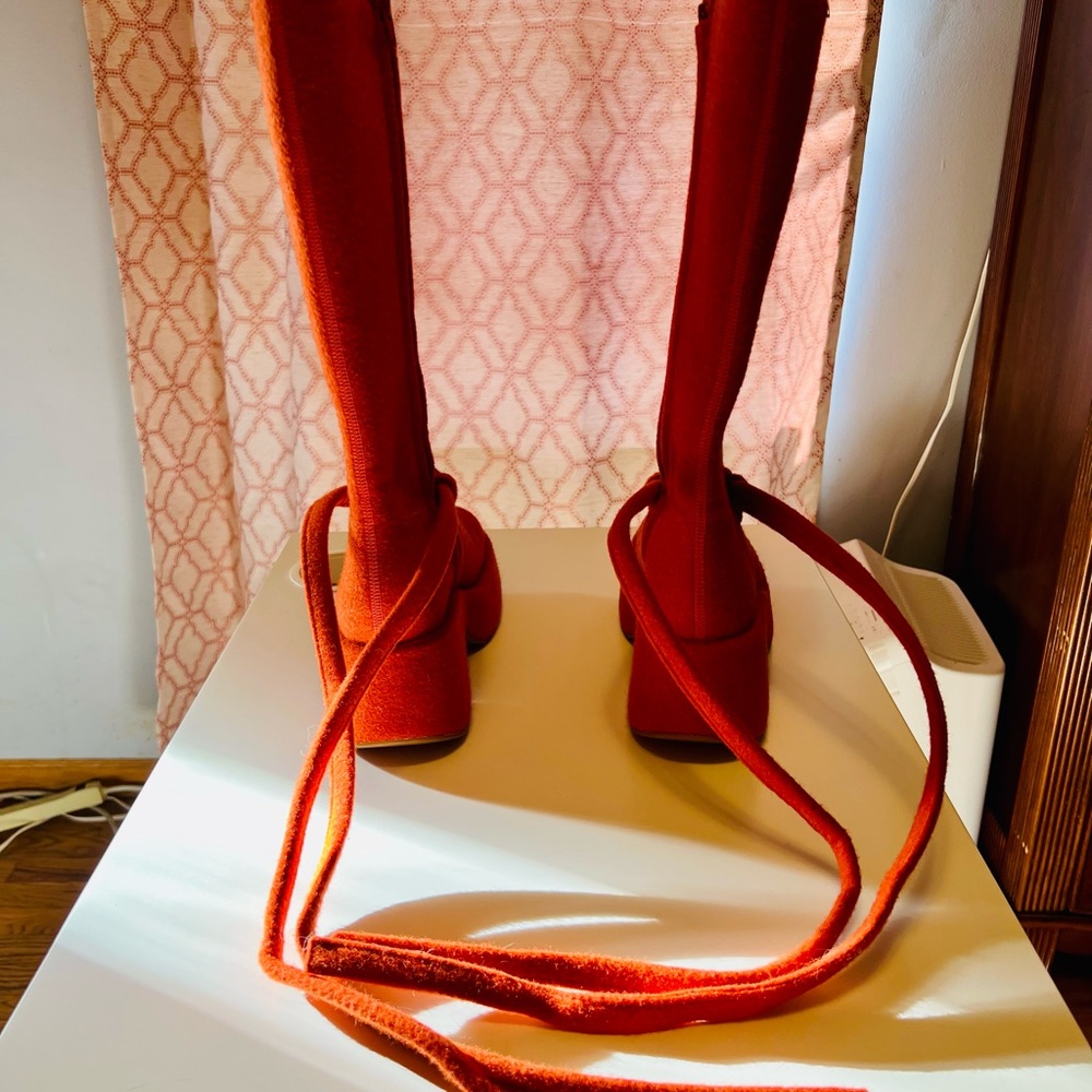 Women's Orange Knee-High Boots